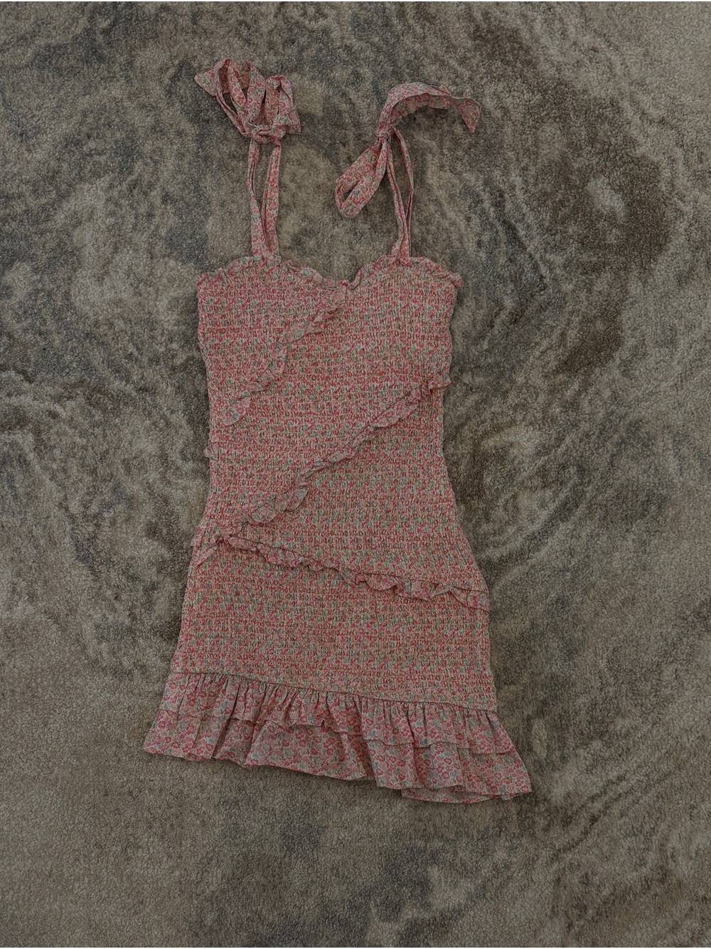 The Impeccable Pig Floral Smocked Sundress in Pink and Green